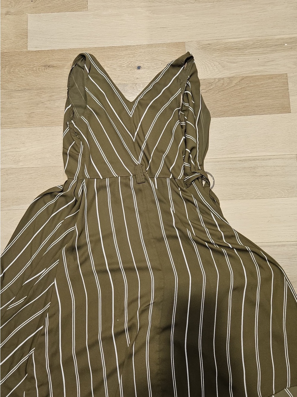 Ann Taylor Olive Green Striped Midi Dress